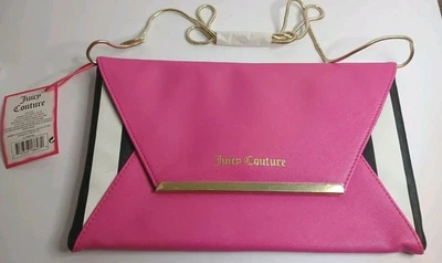 NEW W TAGS Juicy Couture Clutch Crossbody Shoulder Strap Hot Pink Black White - Изображение 1 из 4