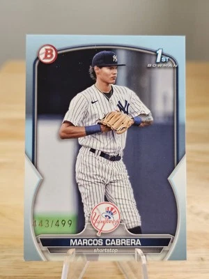 Marcos Cabrera New York Yankees 2023 Bowman Prospects Sky Blue  /499 #BP-46 - Image 1 of 3