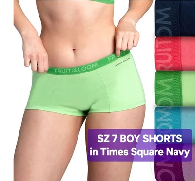 TALLA 7 Fruit of the Loom SIGNATURE ENERGIZE BOY SHORTS 6PK 94% Cuna/6% Spandex + Regalo Foto 1 de 4