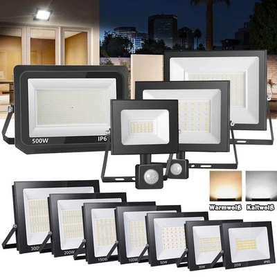 10W-500W LED Strahler Außen Fluter ohne/mit Bewegungsmelde Scheinwerfer Leuchte - Bild 1 von 4