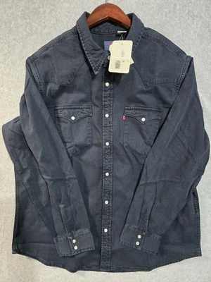 Camisa de mezclilla Levis The Western Standard azul oscuro para hombre XL índigo perla broches de presión nueva con etiquetas Foto 1 de 4