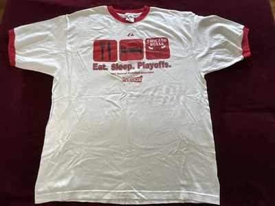 2007 Chicago Bulls White T Shirt 2XL Eat Sleep Playoffs NBA NEW - Image 1 of 4