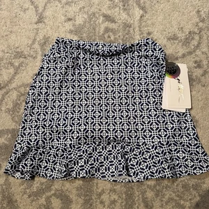Gottex Blue & White Geometric Skirt Swim Bottom Sz XS NWT - Picture 1 of 3