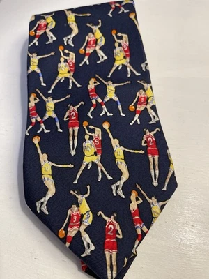 Vintage Alynn Neckwear Slam Dunk Basketball Tie Silk Made In USA Sport Novelty - Image 1 of 3