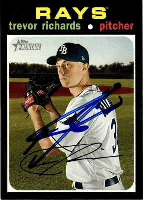 2020 Topps Heritage Baseball Trevor Richards Tampa Bay Rays #173 Signed Card - Image 1 of 2