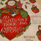 Vintage Daisy Kingdom Snowman With A Heart Fabric Door Panel Cut And Sew 44"x35"