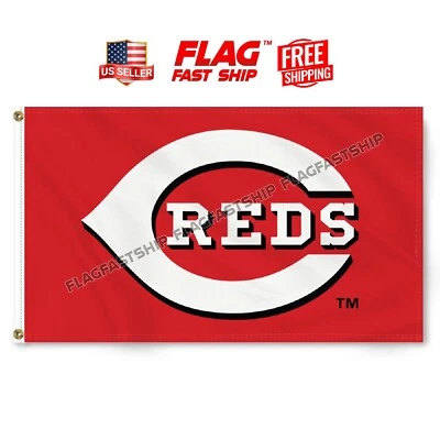Cincinnati Reds 3x5 ft Flag Banner Man Cave MLB Logo Baseball FREE Shipping USA - Image 1 of 4