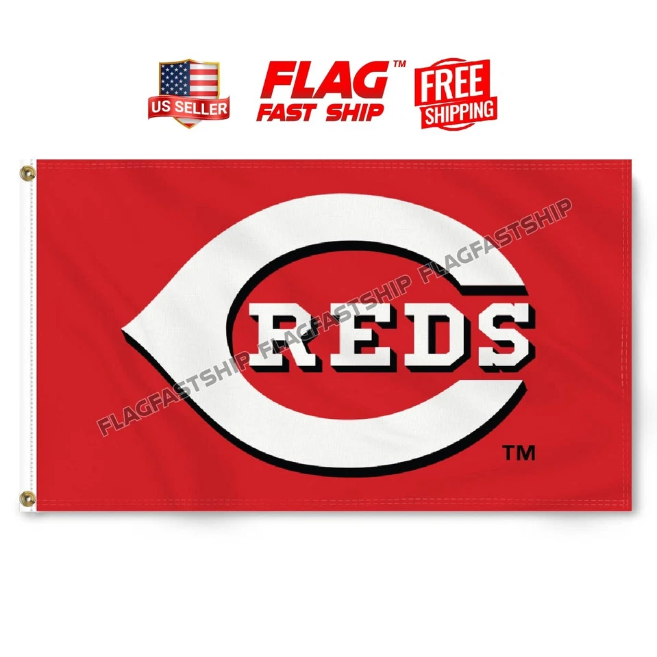 Cincinnati Reds 3x5 ft Flag Banner Man Cave MLB Logo Baseball FREE Shipping USA - Image 1 of 4