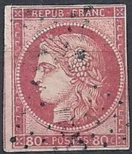 1870-71 FRANCIA USATO CERERE BORDEAUX 80 CENT - FR630 - Picture 1 of 1