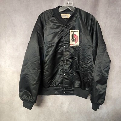 Rare Vintage 80s Chalk Line NBA Portland Trailblazers Satin Bomber Jacket Mens L - Image 1 of 4