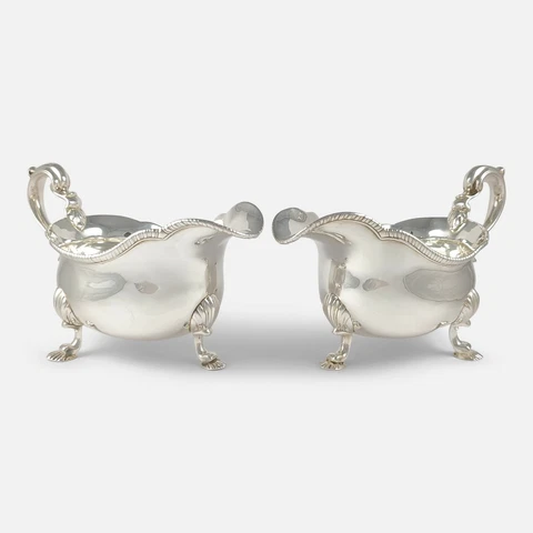 Pair of Early Victorian Sterling Silver Sauce Boats, D & C Houle, 1841, 33.4ozt Cover