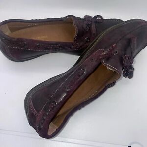 RARE Donald Pliner “Ezara” Eggplant Leather Loafers 7.5 Excellent Made In Italy
