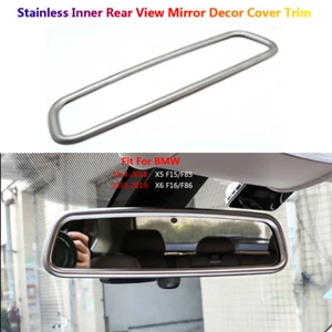 Stainless Car Interior Inner Rear View Mirror Cover Trim For BMW X5 X6 F15 F16 - Picture 1 of 10