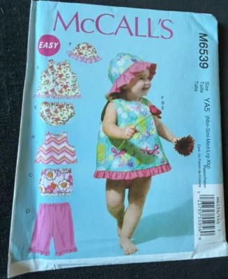 2012 Easy McCall's Pattern M6539 Infants' Tops Skirt Pants Hat+ Sz Nbn-Xlg Uncut - Image 1 of 4
