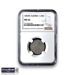 1859-B Austria Silver 1/4 Florin (*Certified MS62 by NGC*) - Toned - Picture 1 of 4