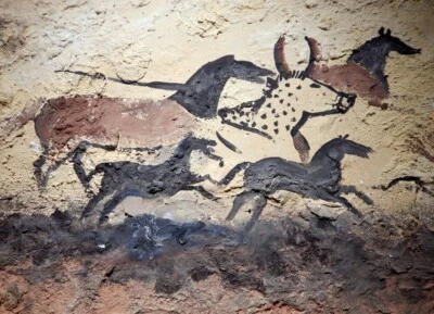 Lascaux Cave Painting  – Running Herd of Beasts Prehistoric Paleolithic Animals - Image 1 of 2