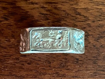 Vintage Ring Bronze Classical Greek Roman Alexander 2004 Seal Signet Intaglio - Image 1 of 4