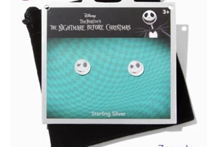 Disney Nightmare Before Christmas JACK SKELLINGTON Enamel Sterling Earrings New - Foto 1 di 3