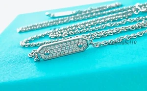 18" Tiffany & Co. 18k Gold Diamond Pave Tag Pendant Thick Necklace w/ Box - Picture 1 of 11