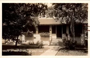 CARTOLINA SCENA RPPC A GRADN VIEW RESORT FOX LAGO WISCONSIN - Foto 1 di 2