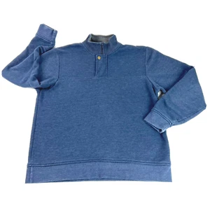 Orvis Fleece Pullover Sweatshirt Sweater Snap Men's Sz Medium Cotton Blend Blue - Bild 1 von 10