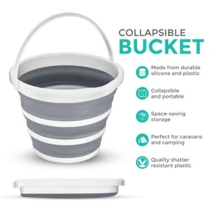 COLLAPSIBLE FOLDING BUCKET KITCHEN CAMPING GARDEN WATER CARRIER CAR WASH WASTE - Picture 1 of 8