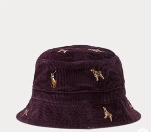 Polo Ralph Lauren Dog Embroidered Bucket Hat Corduroy Purple Cocker Spaniel NWT - Picture 1 of 7
