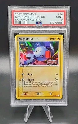 PSA 9 MINT Pokemon 2007 Ex Power Keepers Magnemite Reverse Rev Foil Holo #54 - Image 1 of 2