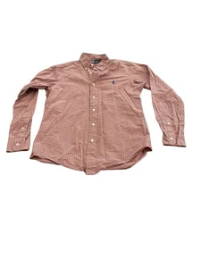 Polo Ralph Lauren Custom Fit Shirt Size L Mens Gingham Orange blue Pony - Picture 1 of 7