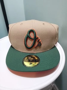Baltimore Orioles Hat Men Fitted 8 Tan Green New Era 50th Anniversa Baseball Os  - Picture 1 of 9