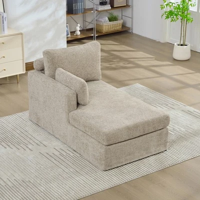 Модульный диван-кровать 31,89 дюйма с шенильной обивкой и металлическими ножками - серо-коричневый - Изображение 1 из 4