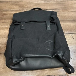 Mochila para portátil Mercedes Benz negra de lona de cuero negra con logotipo - Imagen 1 de 7