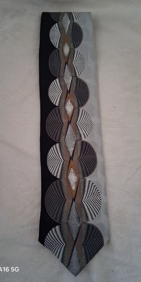 Carlo Palazzi - Corbata - Negra 100% Seda - Geométrica - Hecha a Mano en Italia Foto 1 de 4