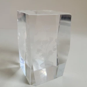 Pisapapeles cubo de vidrio cristalino flores mariposa 3D láser grabado descripción - Imagen 1 de 15