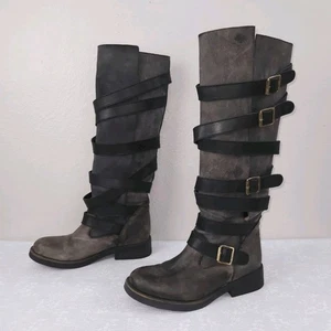Steven Madden Reitstiefel Damen 10 abgenutzt hohe Riemchen Schnalle Moto Bryannt - Bild 1 von 9