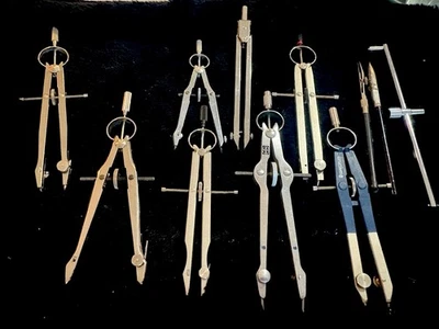 Vintage Compass Drafting Lot : Some German : Staedtler: Ramercy: Msd - Image 1 of 3