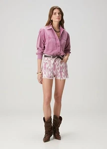 Etoile isabel marant pink patterned lesia denim shorts - Picture 1 of 6