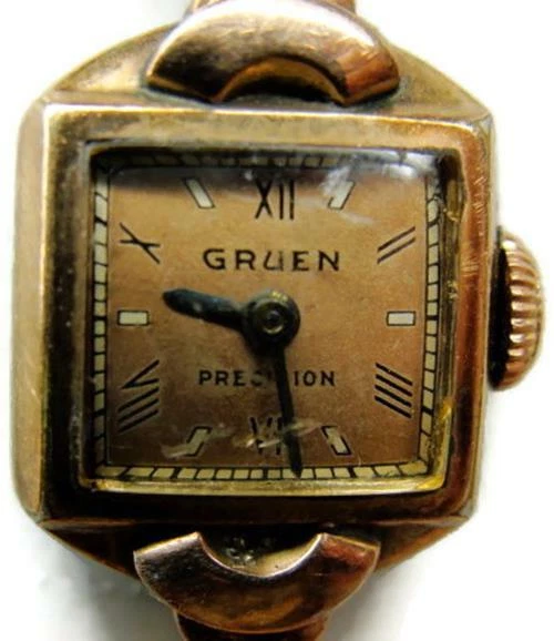 Reloj Mujer Vintage GRUEN 10K Placa Oro Rosa Esterlina 17J-Mech Run Swiss Foto 1 de 4