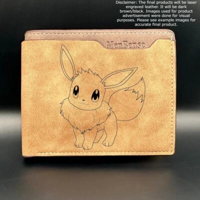 Custom EEVEE Leather Bi Fold Wallet - Laser Engraved Wallet - Image 1 of 4
