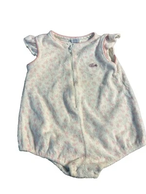 Vintage Izod Lacoste Baby Terry Pano Bolha Zíper 18 Meses Rosa Branco - Imagem 1 de 4