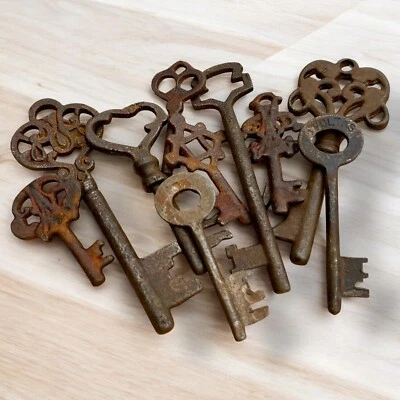 Llaves Esqueleto Hierro Estilo Antiguo Siglo XIX Reproducción Vintage - Lote De 10 Foto 1 de 4