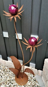 Skulptur Blume Milano Corten 120 cm Kugel violett lila Cortenstahl Garten - Bild 1 von 1