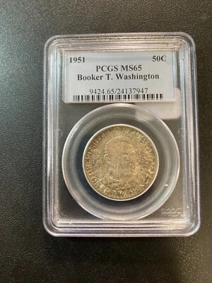 1951 BOOKER T WASHINGTON COMMEMORATIVE HALF DOLLAR PCGS MS65 - UNCIRCULATED -50C - Image 1 of 2