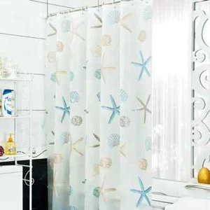 Tenda Doccia Impermeabile 180 CM con 12x Ganci Bagno Stella Marina Conchiglia PEVA - Foto 1 di 27