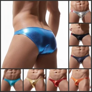 Herren Kunstleder glänzende Dessous G-String niedrig erhöhter Slip Tanga Unterwäsche Clubwear - Bild 1 von 17