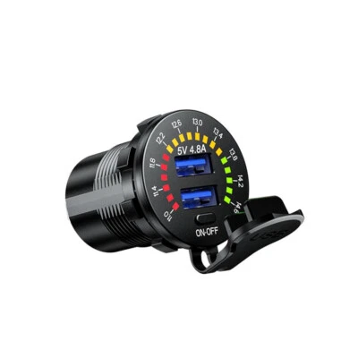 4.8A Car Cigarette Lighter Socket Dual USB Charger Power Outlet LED Voltmeter - Image 1 of 4