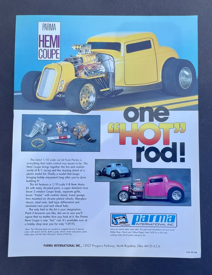 Parma Hemi Coupe Hot Rod RC Print Ad Ephemera Nice Wall Art Decor Good To Frame - Image 1 of 1