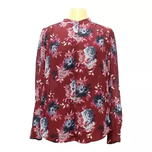 Camicetta donna Faded Glory media 8/10 bottoni floreale marrone semi trasparente - Foto 1 di 2