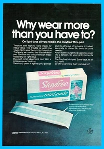 1973 Stay Free mini pads feminine napkins PRINT AD - Picture 1 of 3