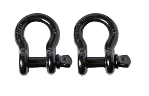 2x Bow Shackle BLACK 7/8" D-Ring 6.5 Ton w 1" Clevis Screw Pin 14000 lbs Hummer - Picture 1 of 14